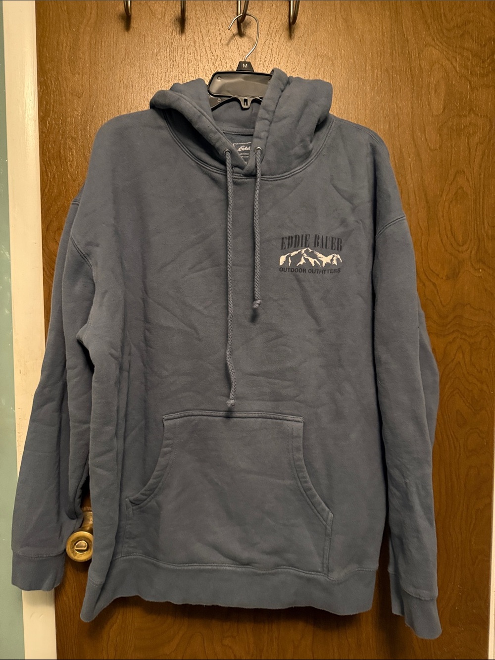 Eddie Bauer Slate Blue Hooded Pullover Sweatshirt Size XL